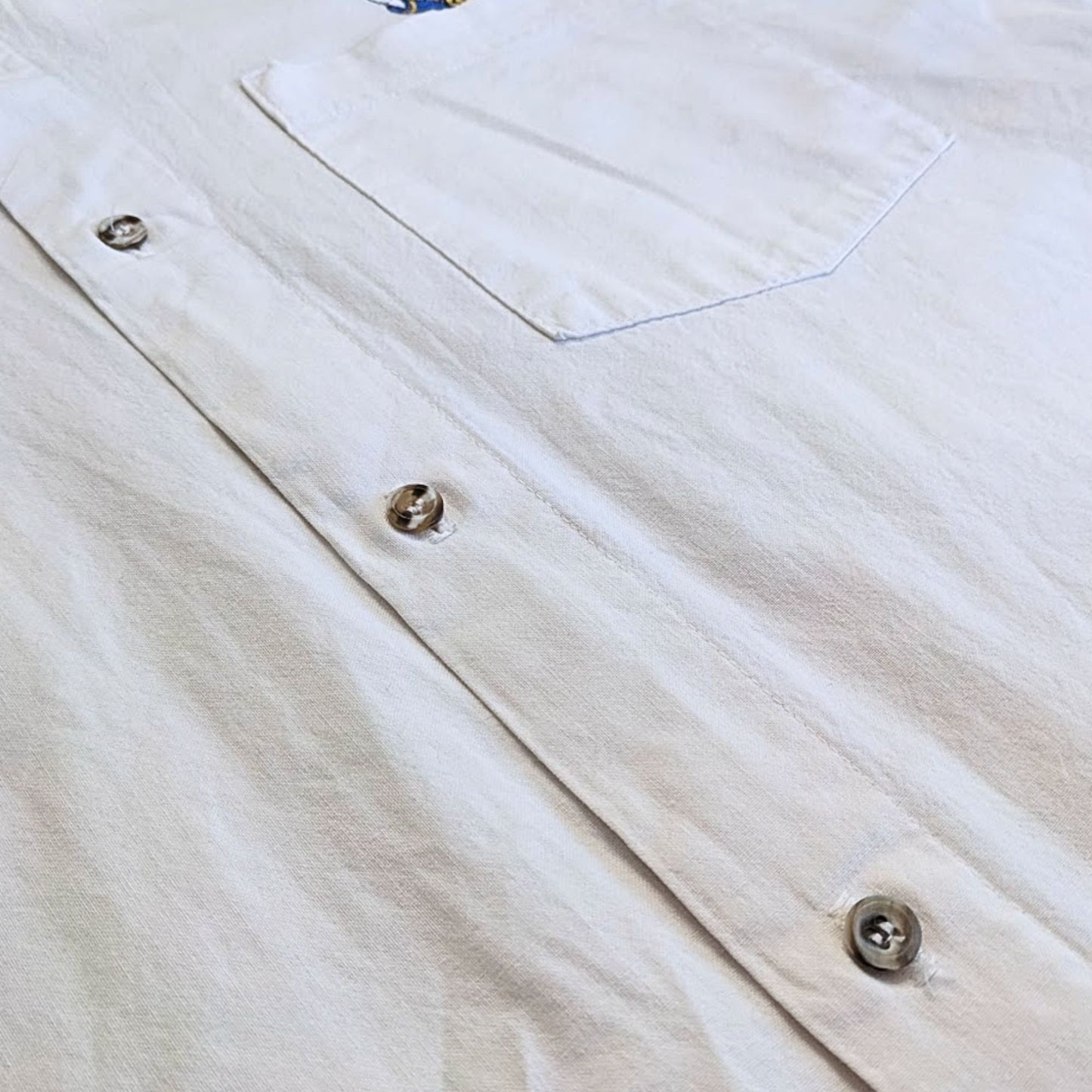 Vtg DISNEY MICKEY UNLIMITED Grumpy Donald White SS Button-Down Shirt Size L