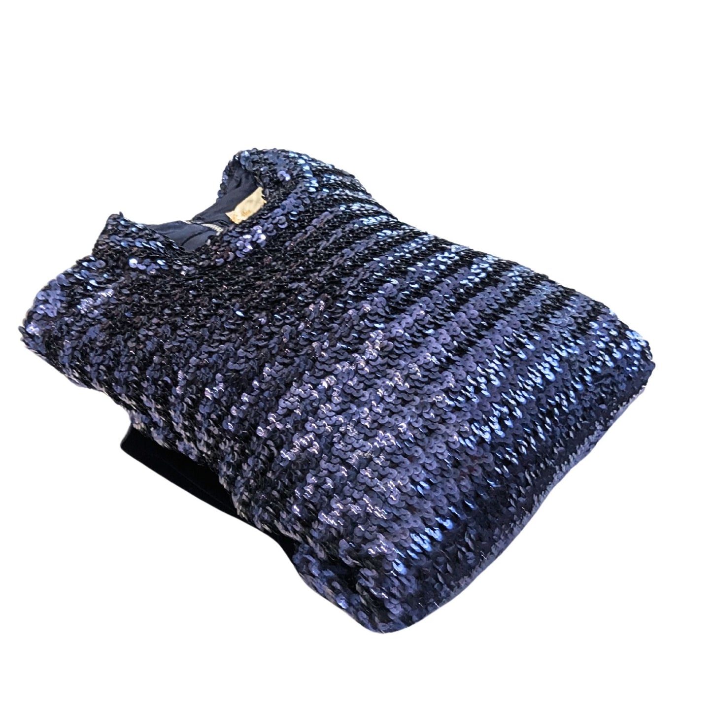 Vintage 60s Country Miss THE SUBURBAN Blue Sequin Velvet Blocked Evening Dress Size