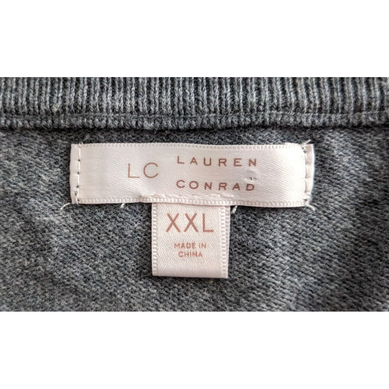 LC LAUREN CONRAD Gray Side Tie Crew Neck Sweater Cozy Minimalist Size XXL