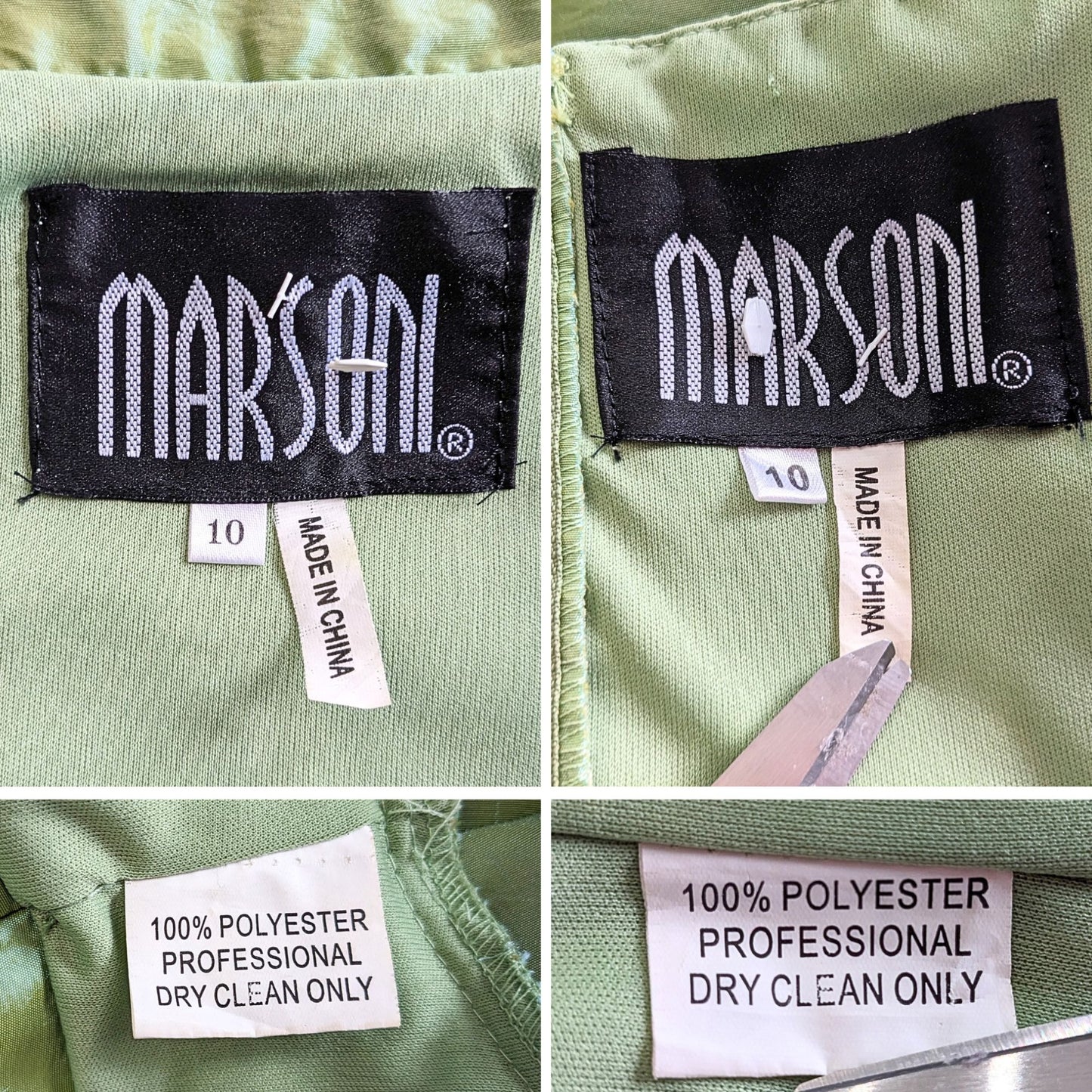 Vtg Y2K MARSONI Avocado Party Dress Jacket Set - The Nanny/Romy & Michele Sz 10