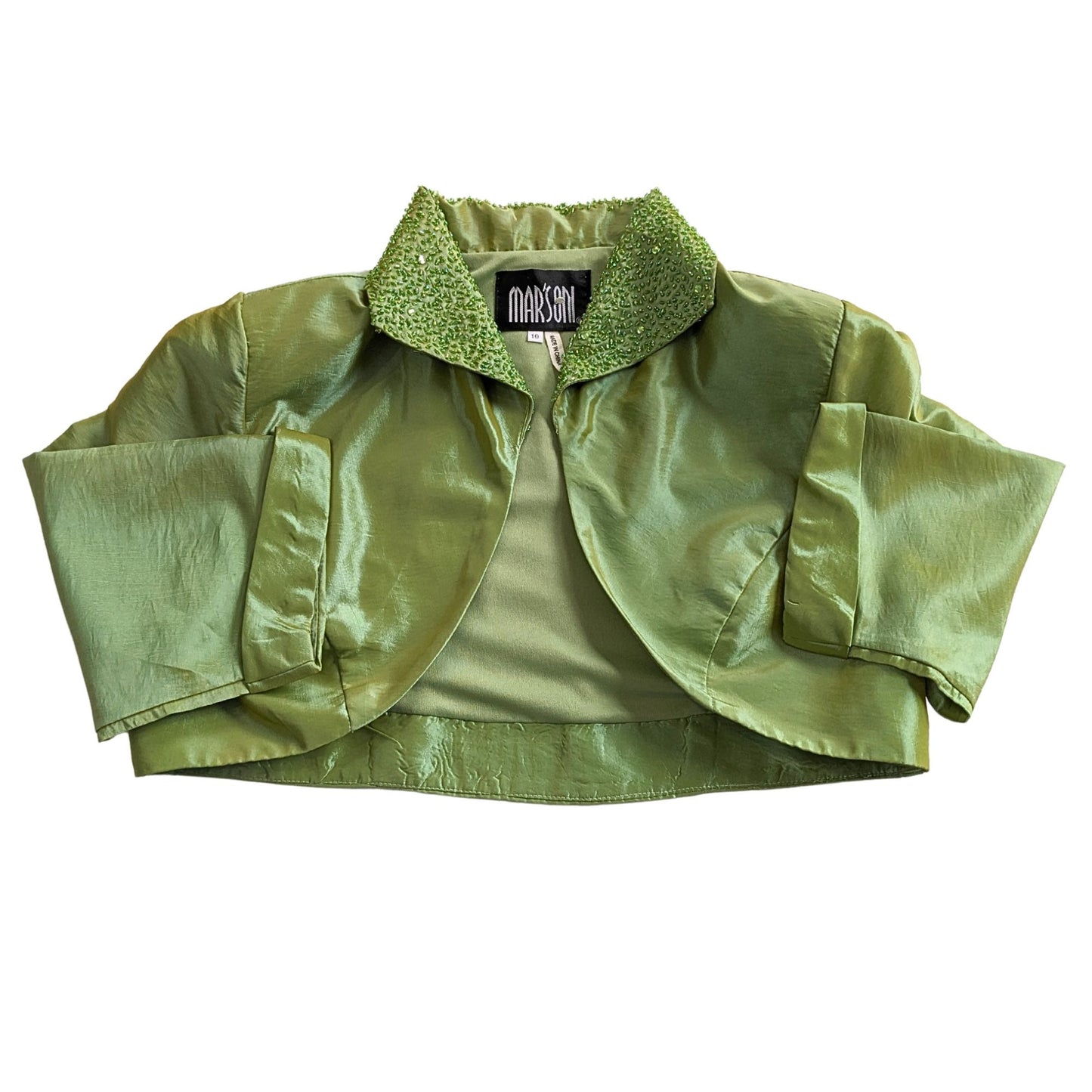 Vtg Y2K MARSONI Avocado Party Dress Jacket Set - The Nanny/Romy & Michele Sz 10