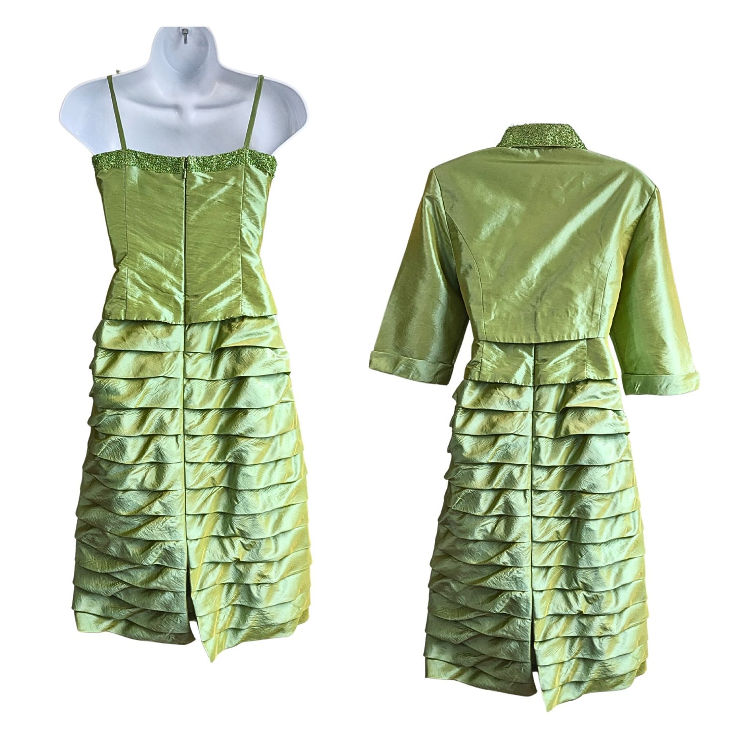 Vtg Y2K MARSONI Avocado Party Dress Jacket Set - The Nanny/Romy & Michele Sz 10