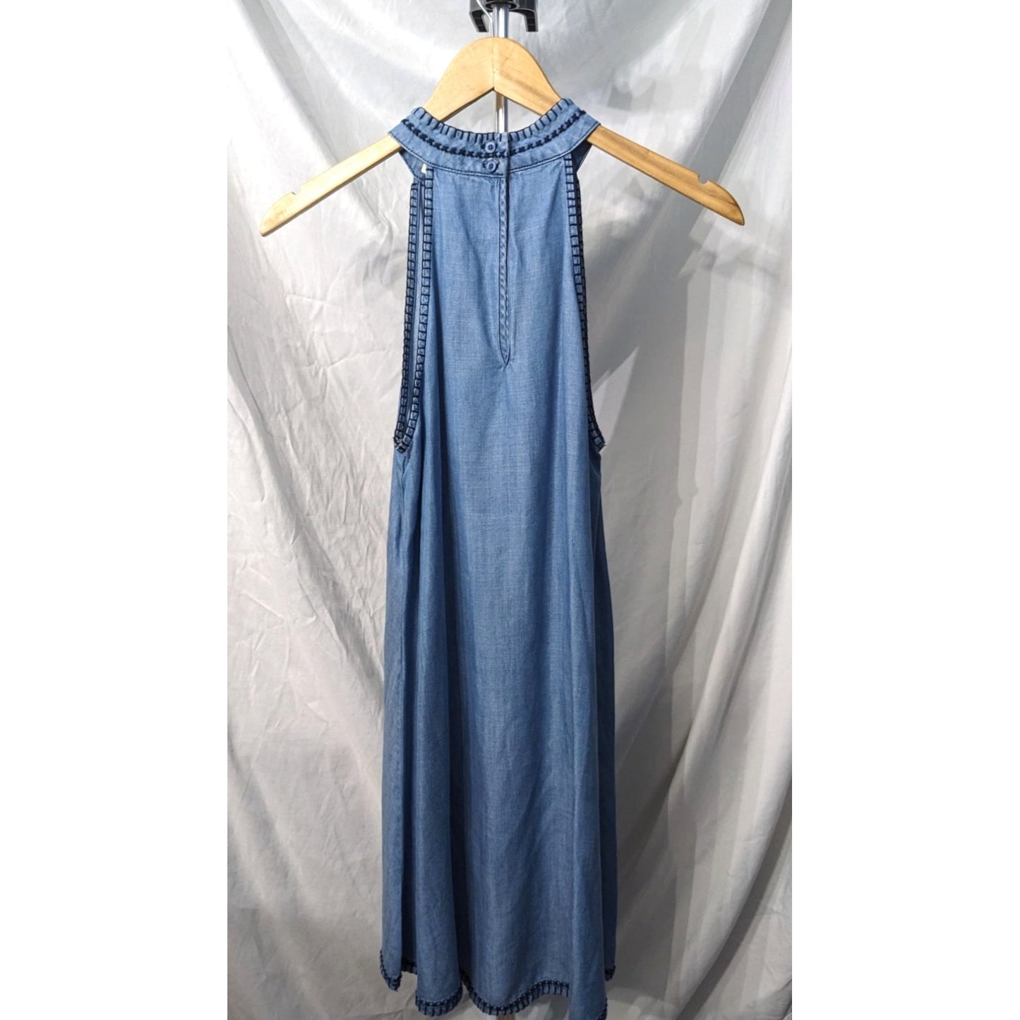 Anthropologie CLOTH & STONE 100% Tencel Lazuli Chambray Halter Swing Dress Sz XS
