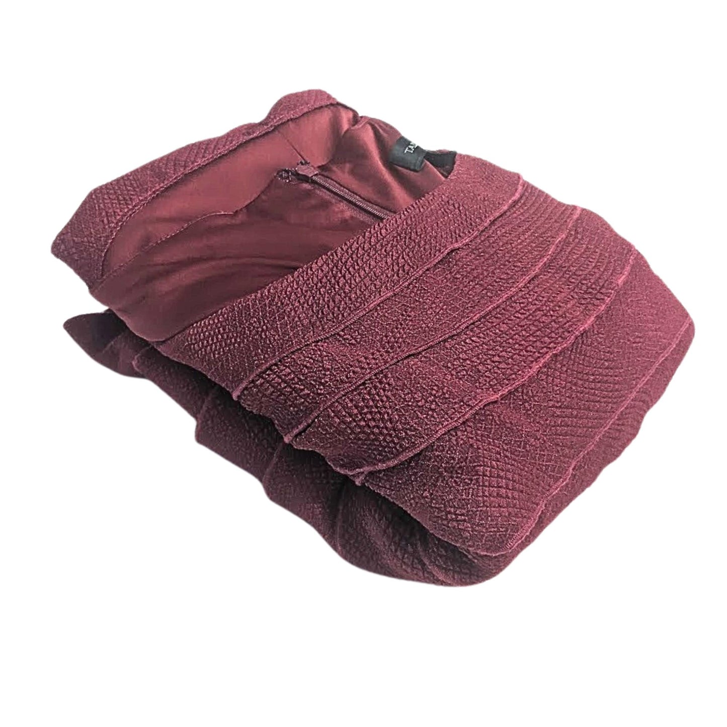 NWT TADASHI SHOJI Rosalie Wine Red Boat Neck Textured Ruffle Tiered Gown Size 12