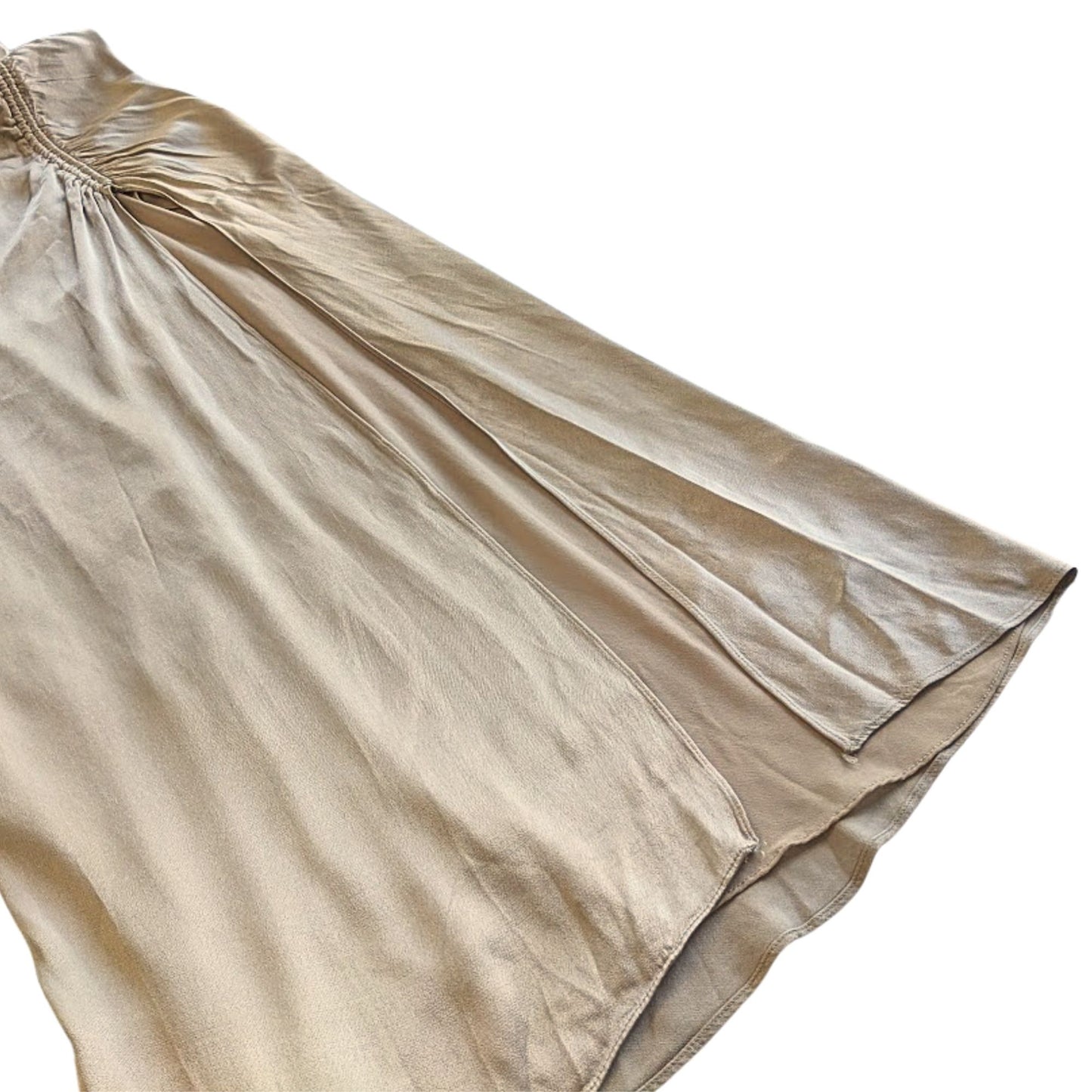 SHONA JOY La Lune Ruched Gold Ecovero Bias Cut Satin Maxi Cocktail Dress Size 4