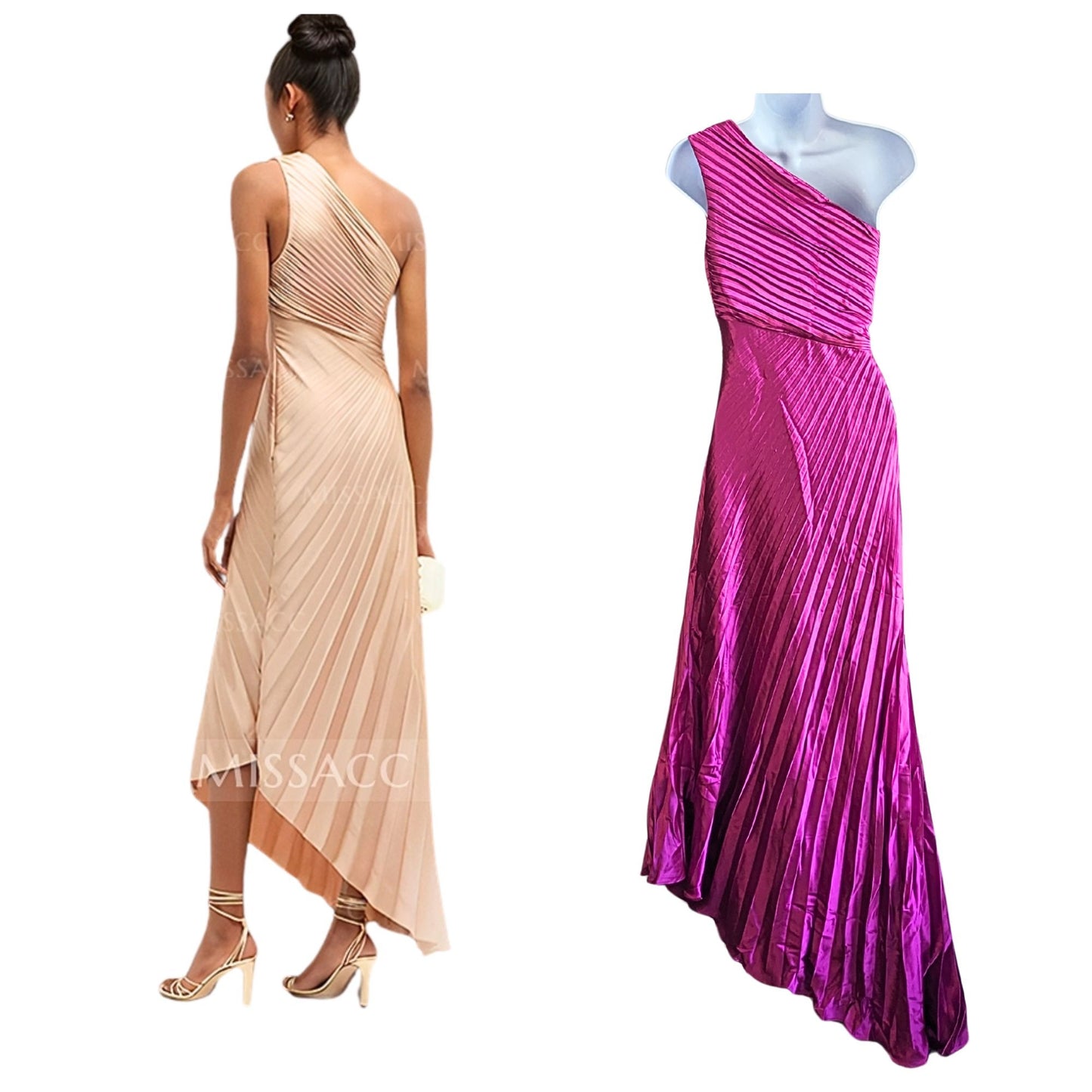 MISSACC ALC Delfina Lookalike Fuschia Asymmetrical Pleated Dress Size 8