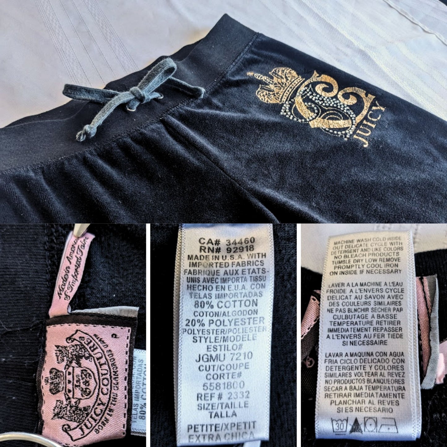 Vtg Y2K JUICY COUTURE 3-pc Velour Tracksuit Matching Set + Bag Top L Pants SP