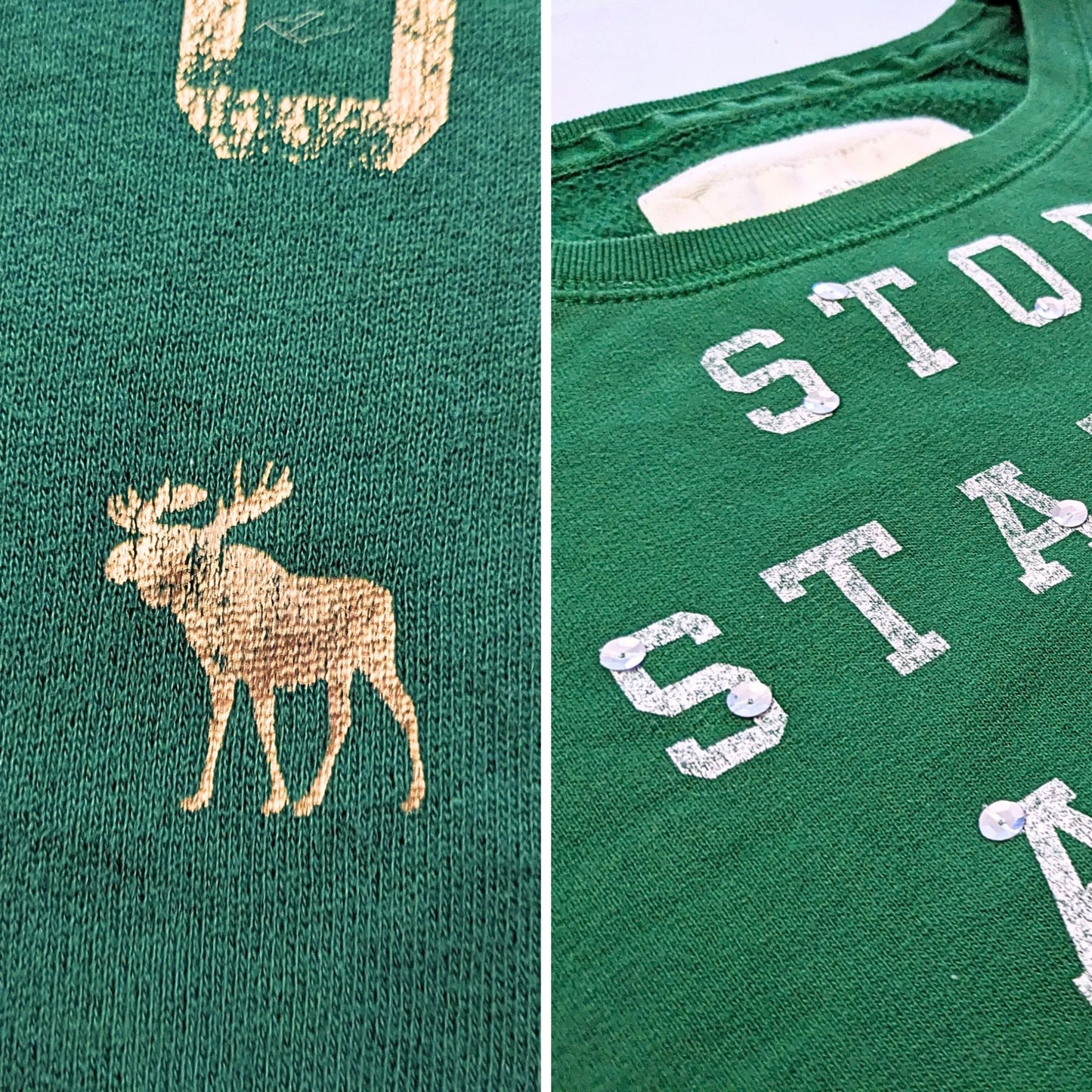 Vtg Y2K 2004 ABERCROMBIE & FITCH Green Stop Staring at My Books McBling Sweatshirt Sz S