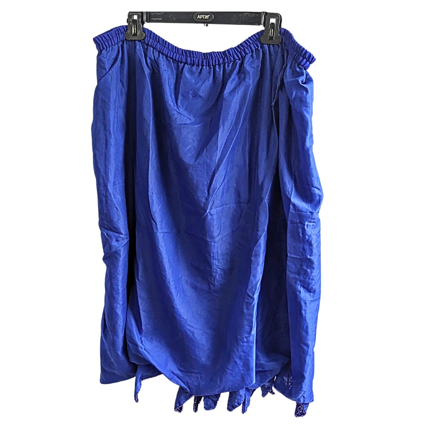 VINTAGE 80s Cobalt Blue Soutache Embellished Zig Zag Hem Midi Skirt Size 2X