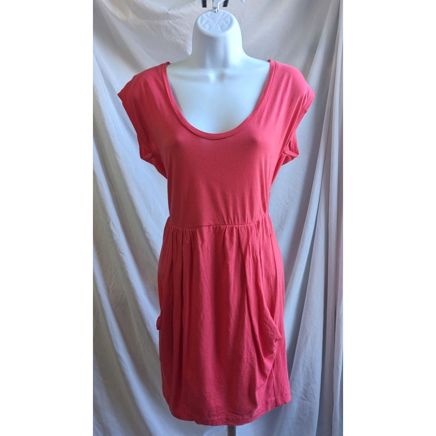 2010 JUICY COUTURE Salmon Pink Mini Dress Bubble Hem Draped Pockets Size SP