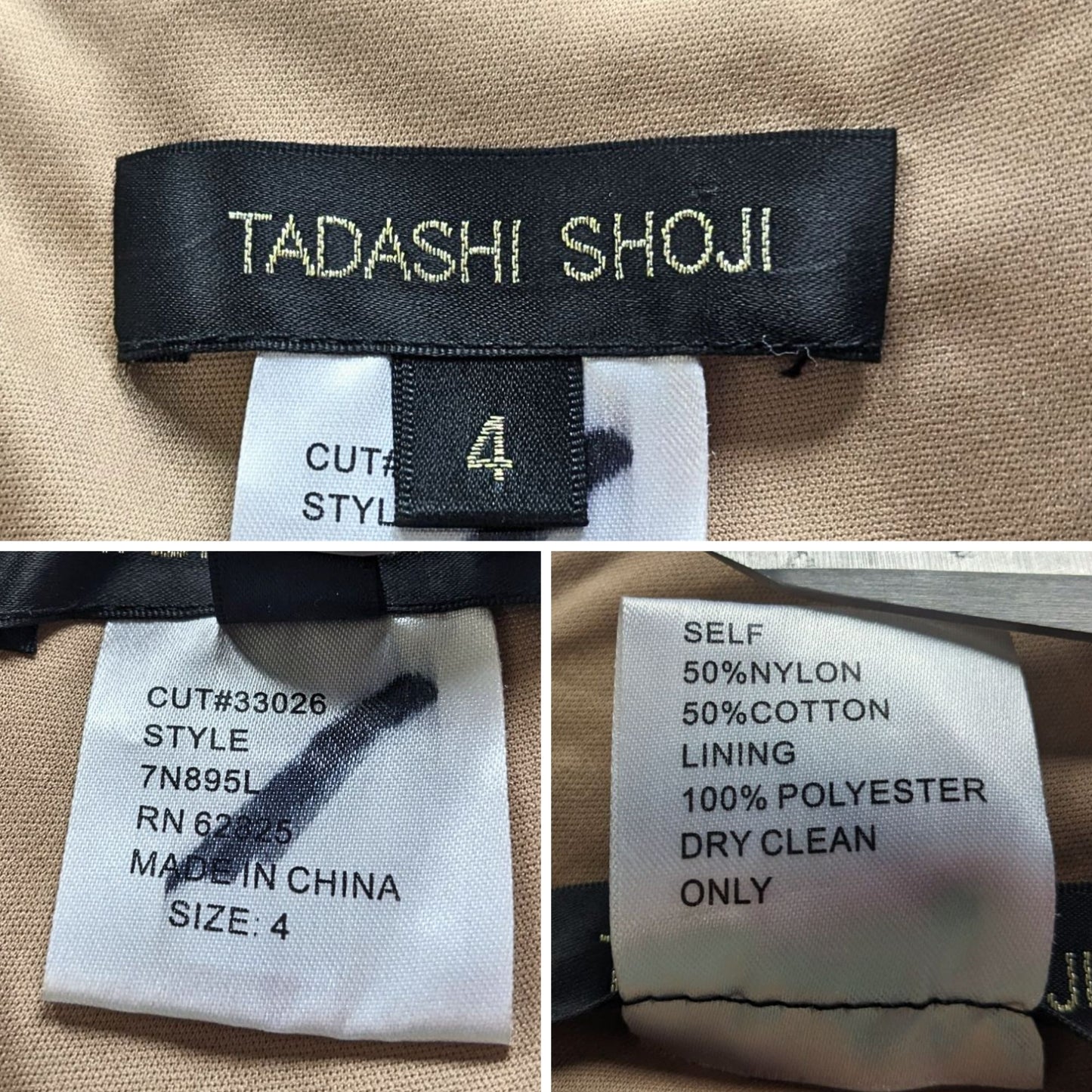 TADASHI SHOJI Black & Tan Velvet Burnout Art Nouveau/Deco Masquerade Gown Size 4