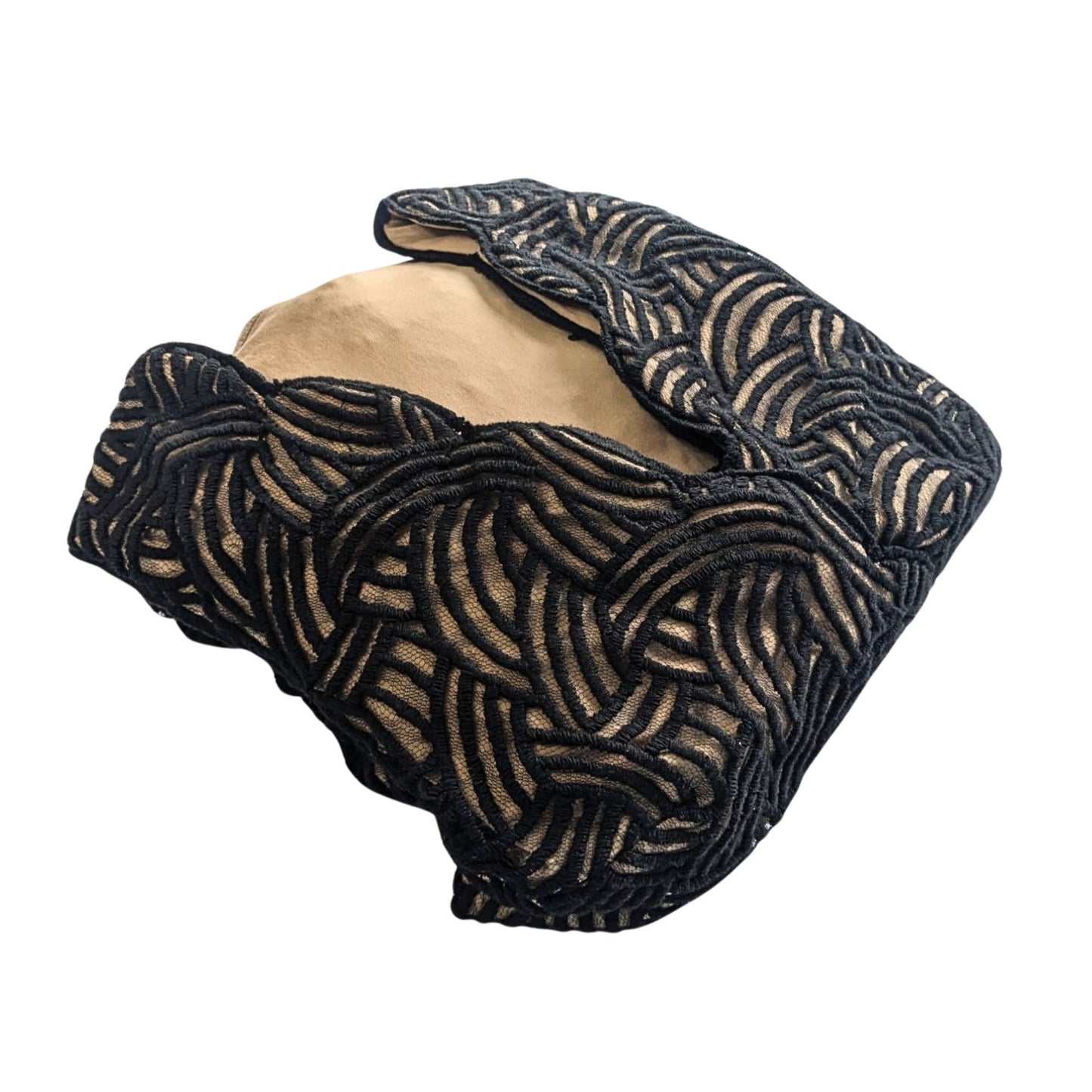 TADASHI SHOJI Black & Tan Velvet Burnout Art Nouveau/Deco Masquerade Gown Size 4