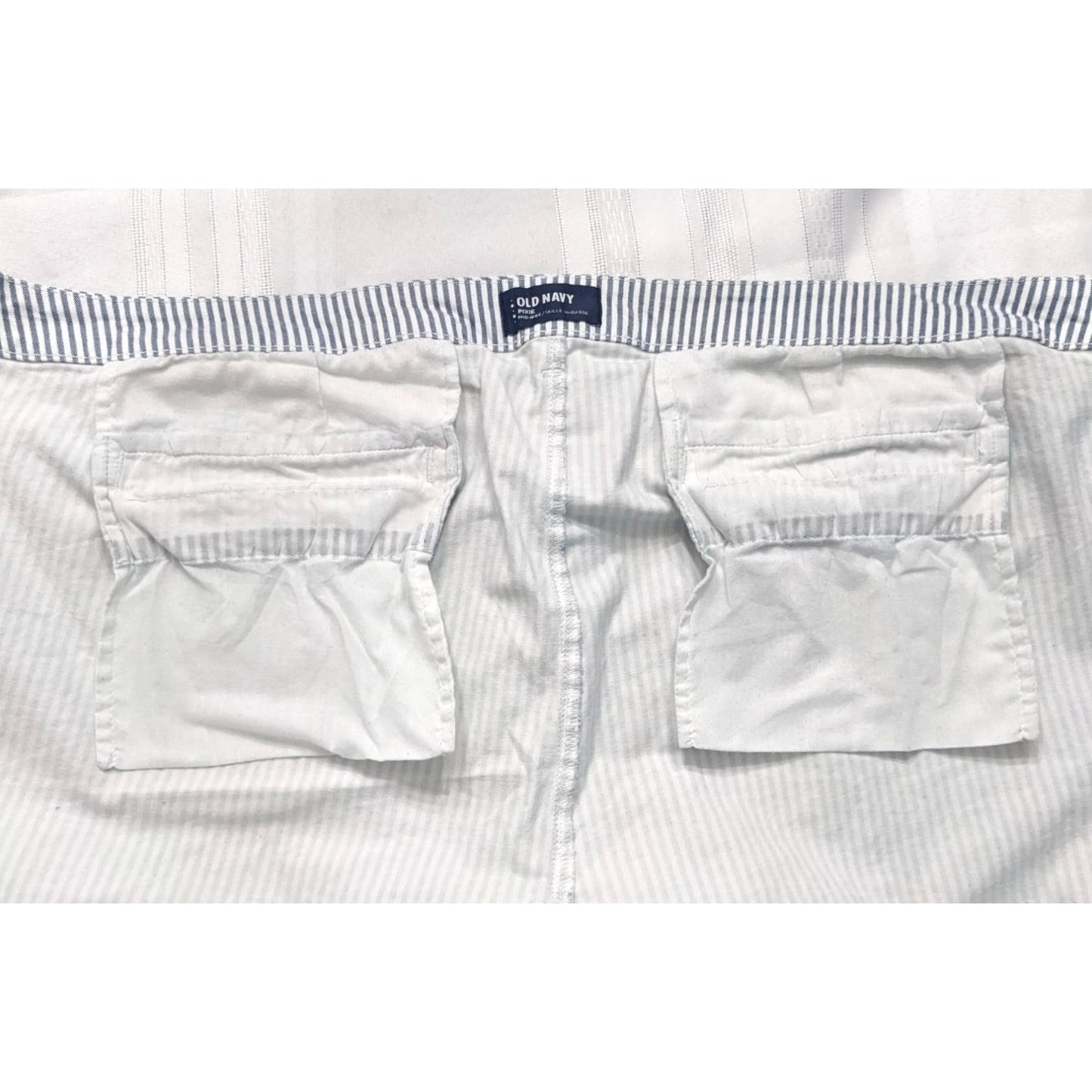 NWOT OLD NAVY Pixie Blue & White Railroad Striped Pants 97% Cotton Size 26P