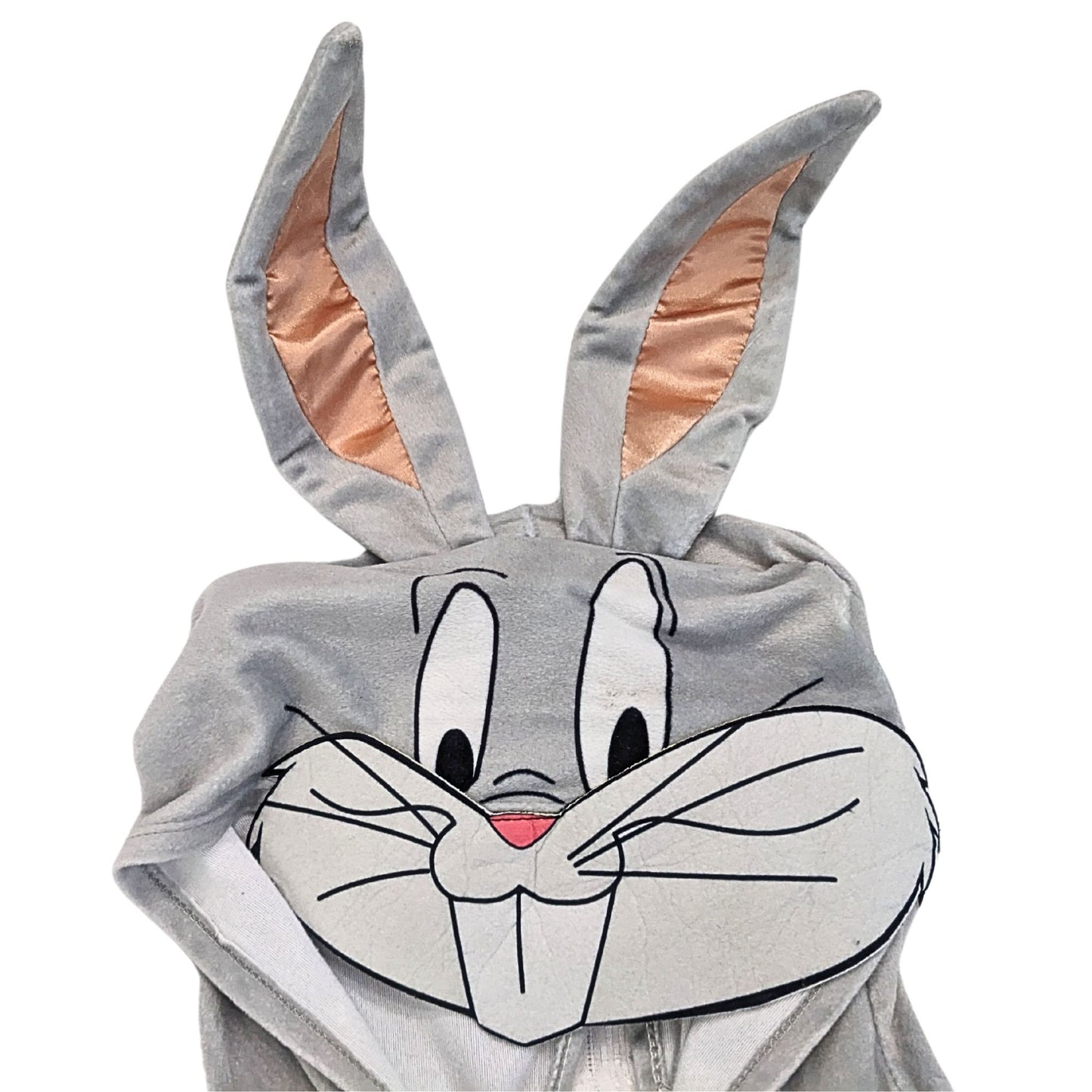 LOONEY TUNES Bugs Bunny Gray White Hooded Mask Onesie Costume Size Kids L/XL