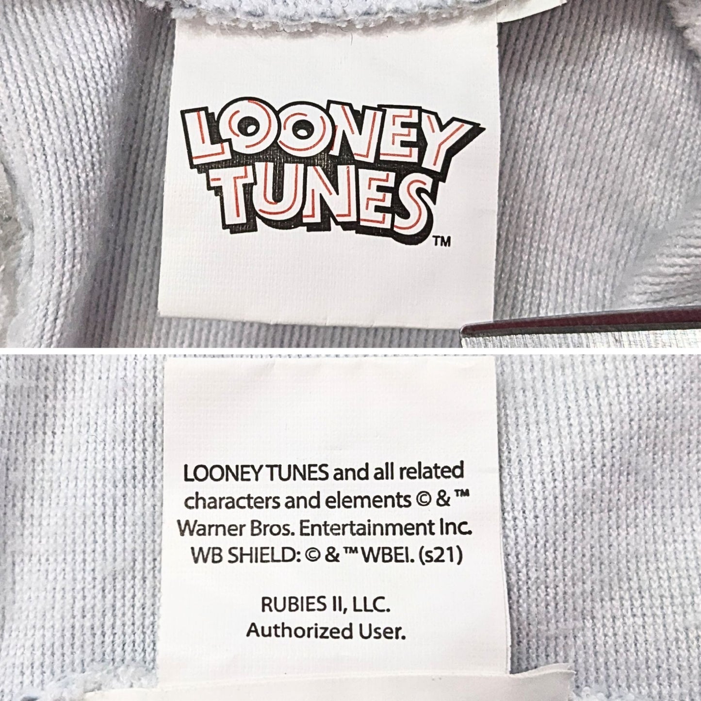 LOONEY TUNES Bugs Bunny Gray White Hooded Mask Onesie Costume Size Kids L/XL