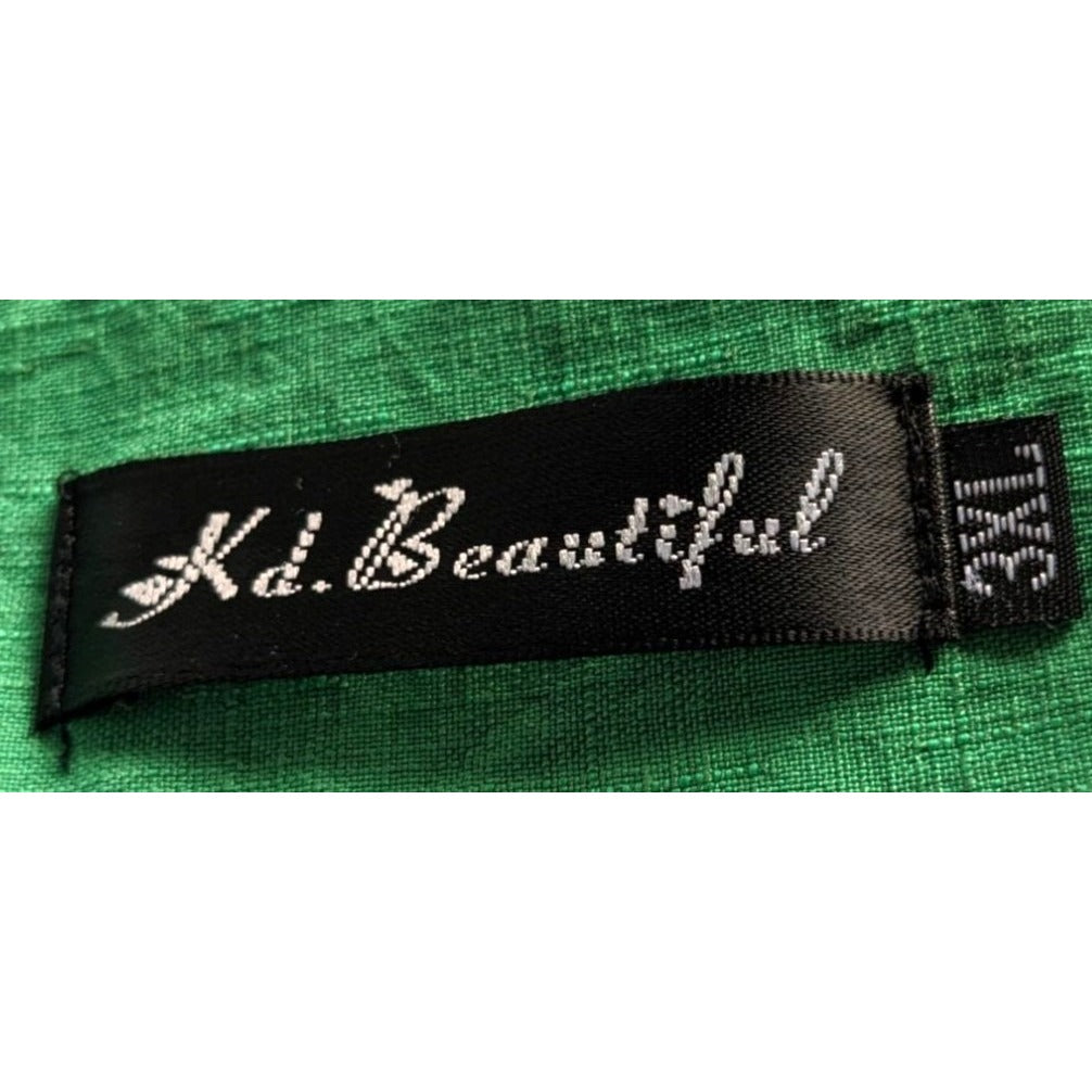 KD. BEAUTIFUL Shamrock Green Linen Blend Belt Tunic Dolman St. Patrick's Sz 3XL