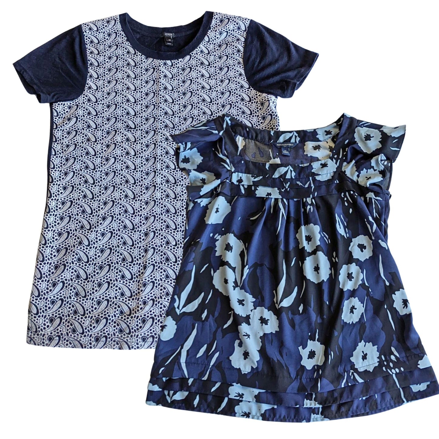 J.CREW & BANANA REPUBLIC Deep Blue Preppy Spring Short Sleeve Tops Set Size XS