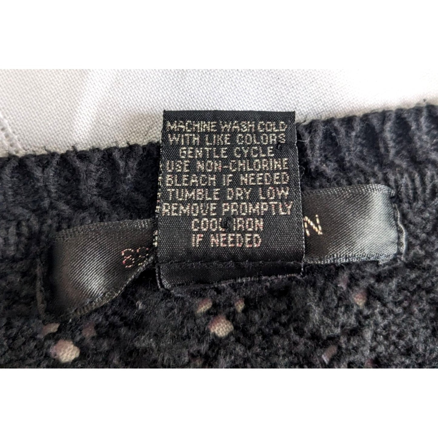 89TH & MADISON Black Crochet Short Sleeve Open Weave Sweater Cotton Blend Size M