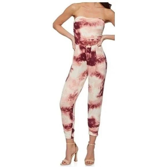 FULL CIRCLE TRENDS Pink Sleeveless Jumpsuit Magenta Purple Tie Dye Size 10/12
