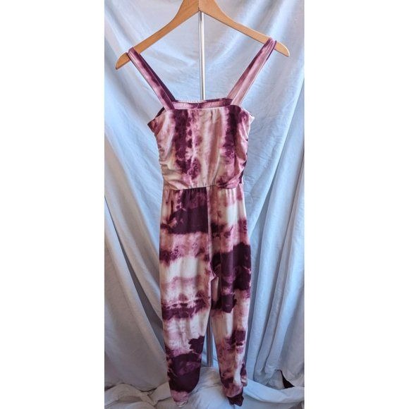 FULL CIRCLE TRENDS Pink Sleeveless Jumpsuit Magenta Purple Tie Dye Size 10/12