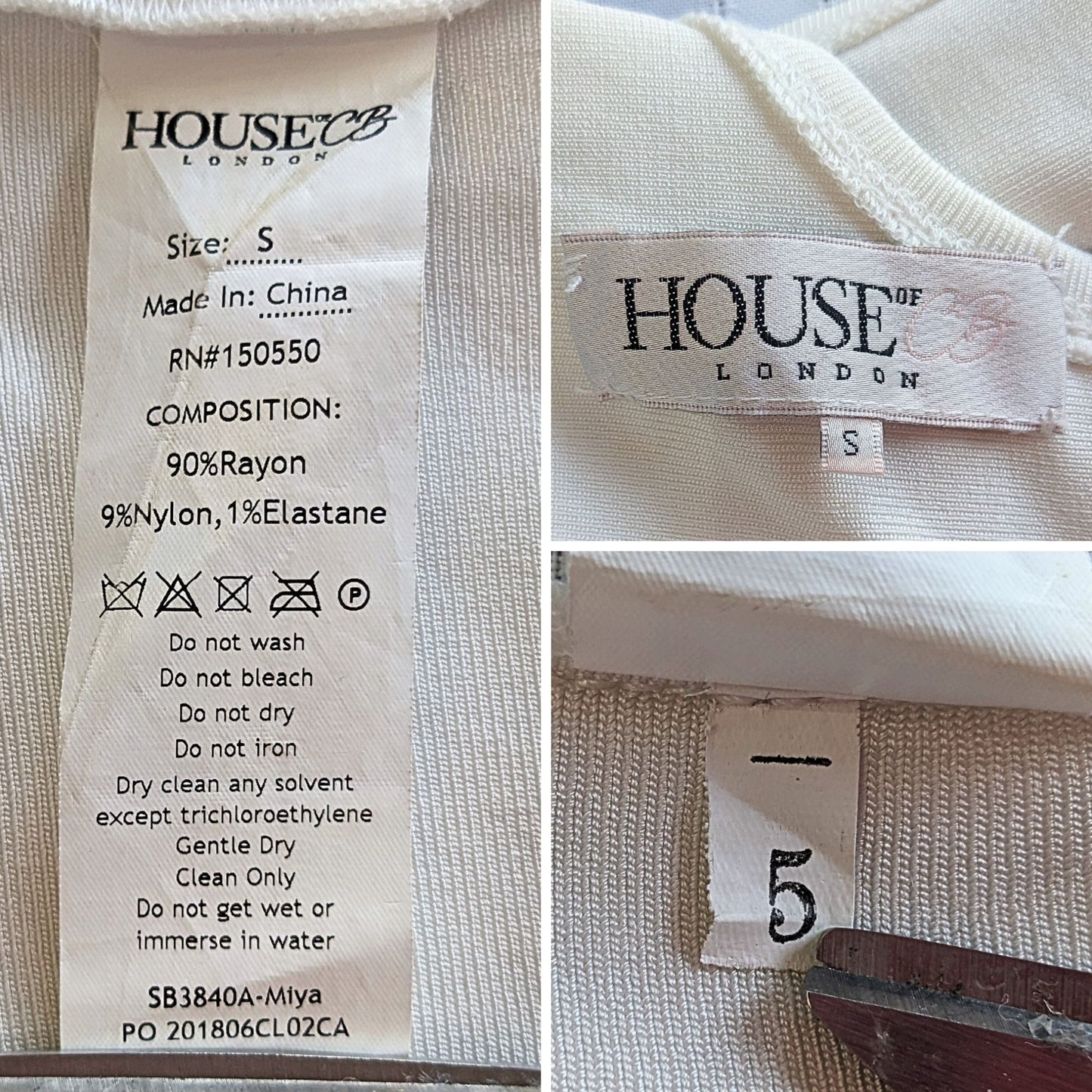 HOUSE OF CB London Ivory Miya Cut Out Crepe Bodycon Dress Size S