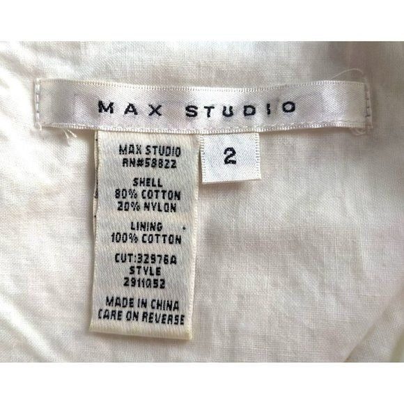 NWOT MAX STUDIO White Cotton Lace Peplum Dress Mini Sleeveless Pencil Size 2