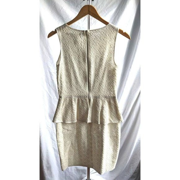 NWOT MAX STUDIO White Cotton Lace Peplum Dress Mini Sleeveless Pencil Size 2