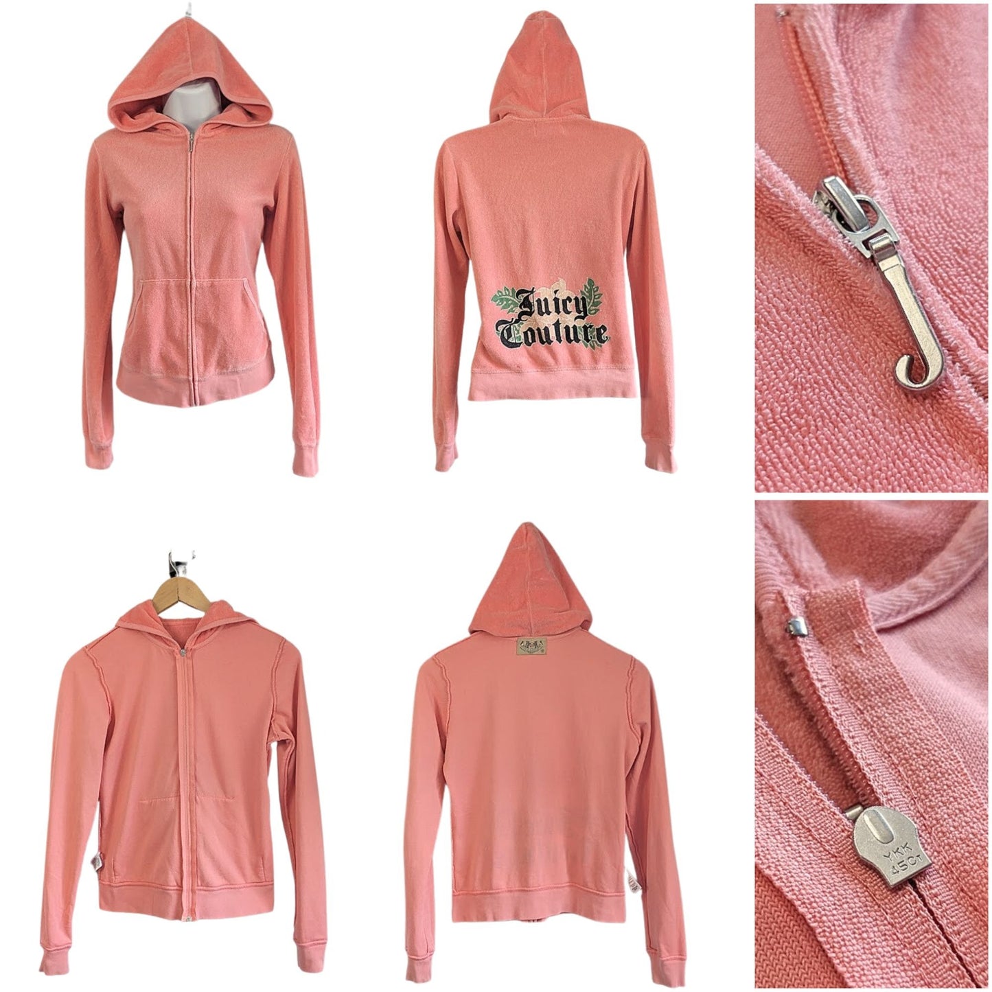 Vtg Y2K JUICY COUTURE 4pc Coral Leaf Terry Tracksuit Matching Set + Satchel Sz S