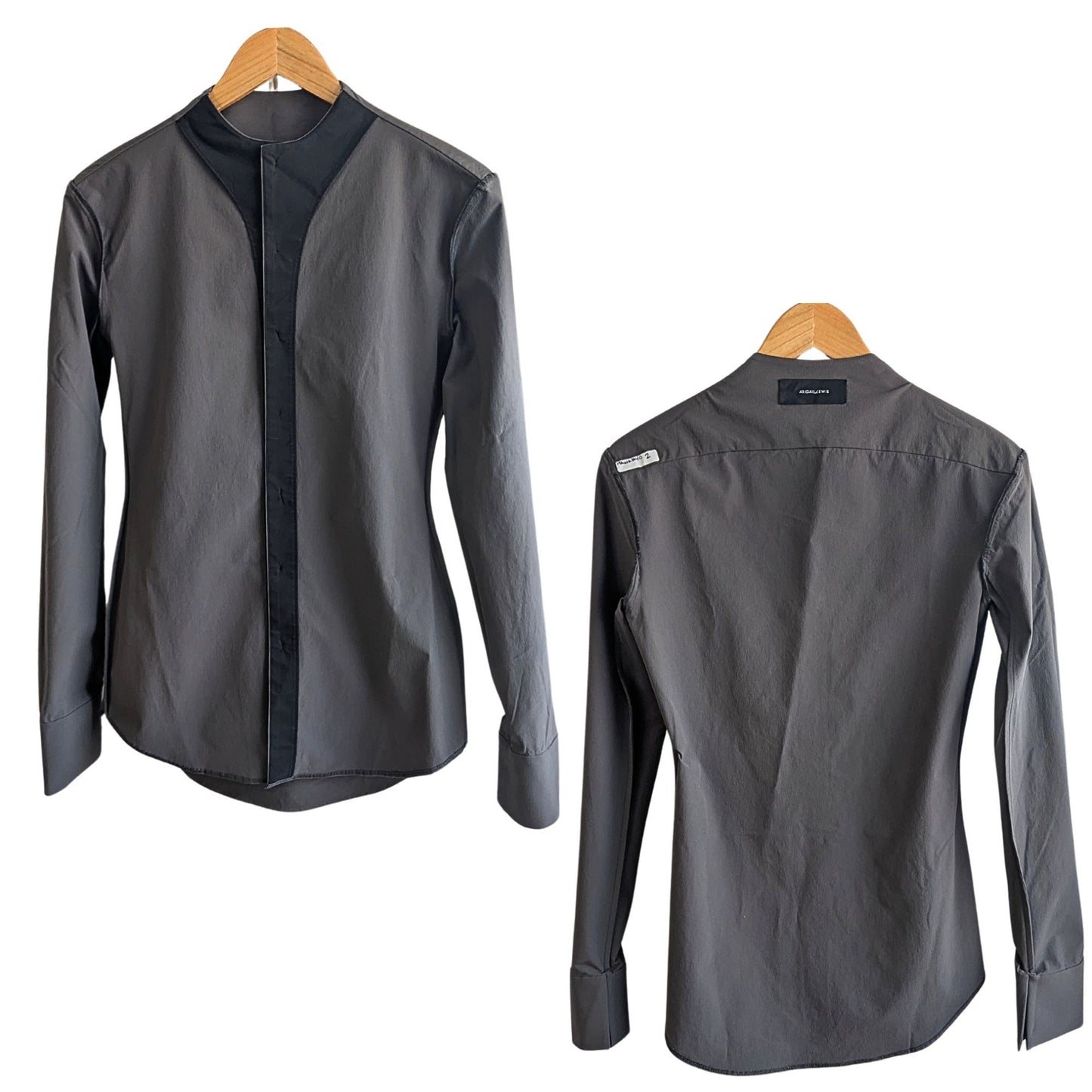 NWOT ABIGAIL LEWIS Lab Shirt Gray Minimalist Avant Garde LS Button Up Size XS/S