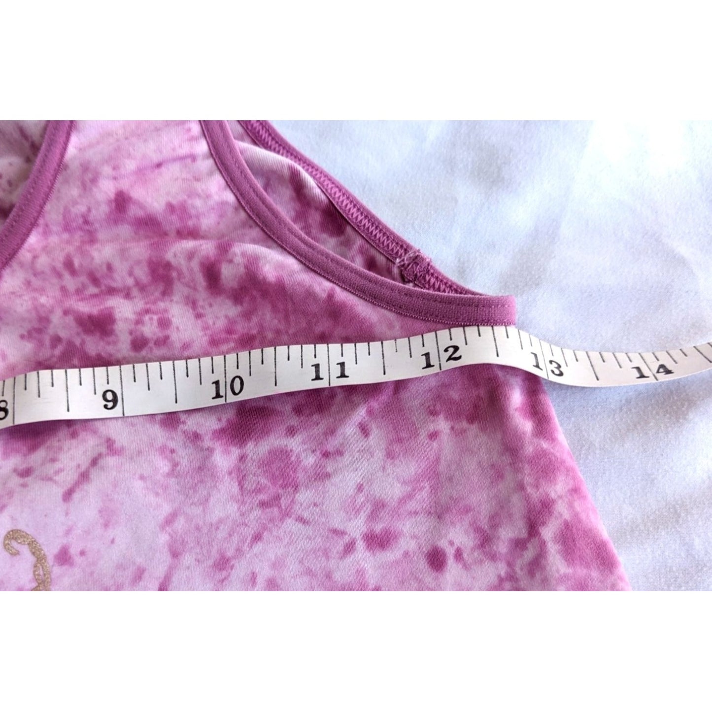 ATHLETA Pink Tank Top Tie Dye with Golden Swirl Decal Size S