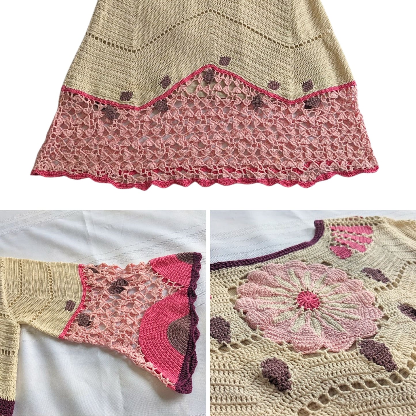 Vtg Y2K 2005 TEMPERLEY LONDON Crochet Boho Midi Dress as worn by Founder Sz 6