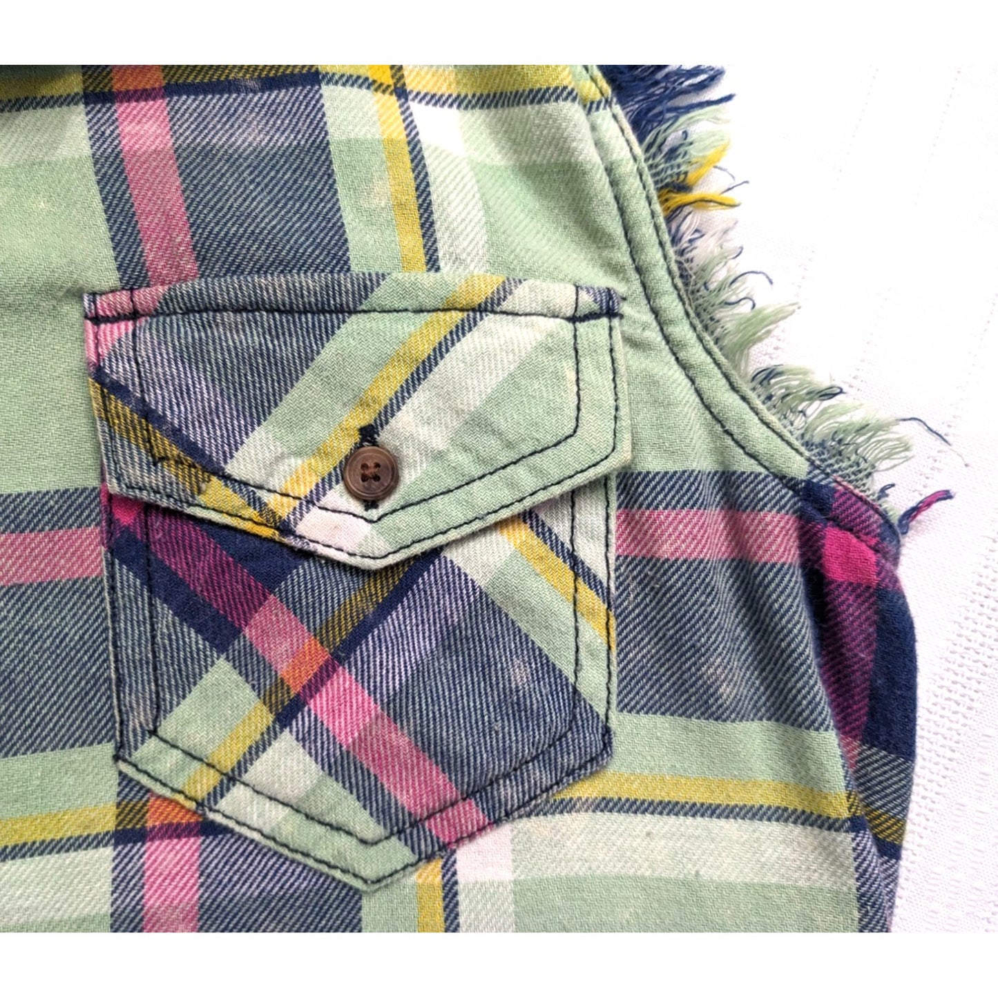HIPPIE LAUNDRY Pastel Acid-Washed 100% Cotton Sleeveless Button Down Size M