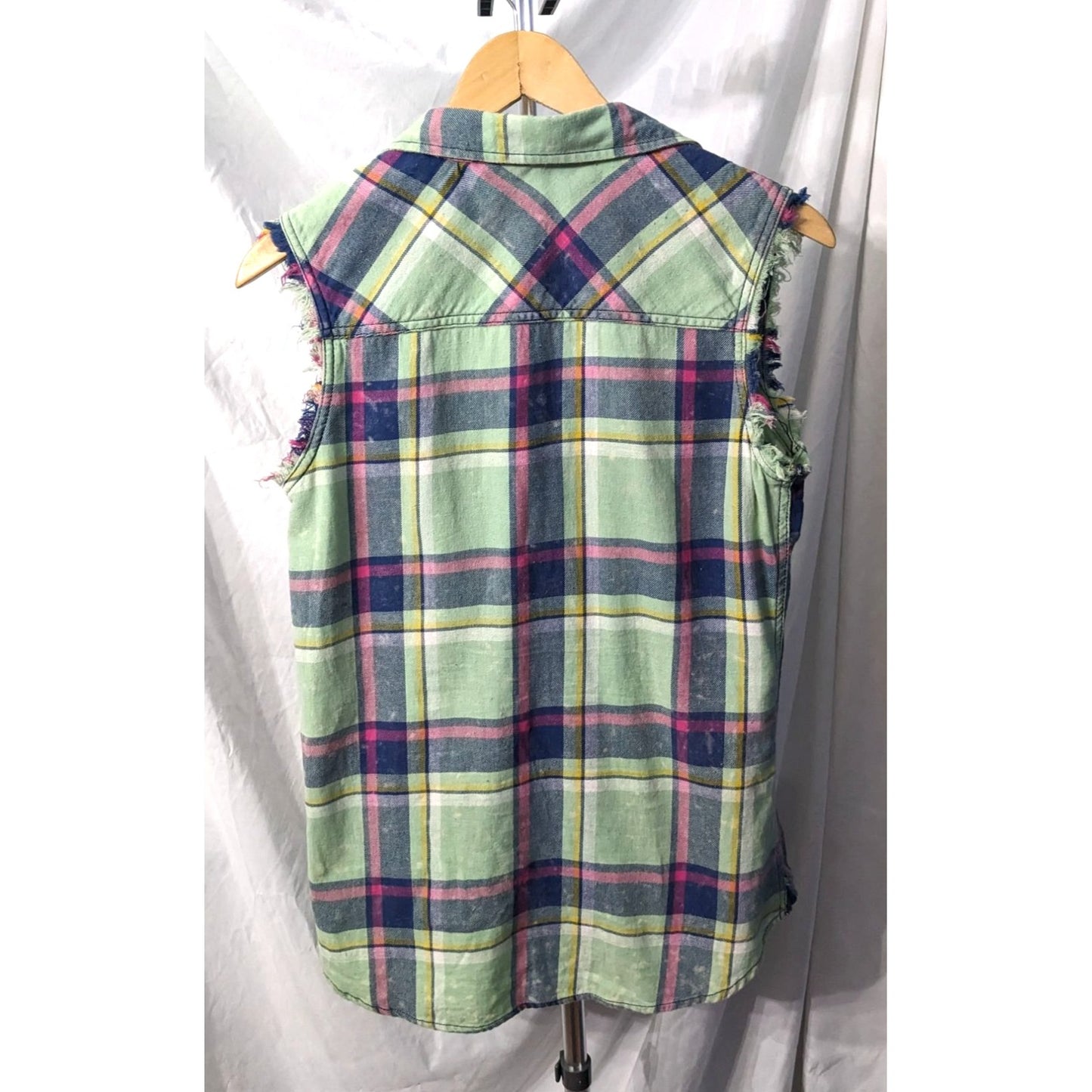 HIPPIE LAUNDRY Pastel Acid-Washed 100% Cotton Sleeveless Button Down Size M
