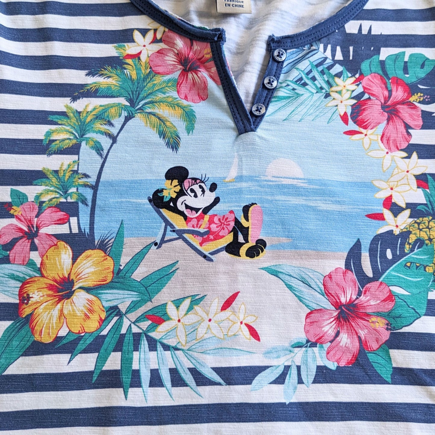 NWOT TOMMY BAHAMA Disney Parks Collection Minnie Blue Stripe Jer Sea Henley SzXS