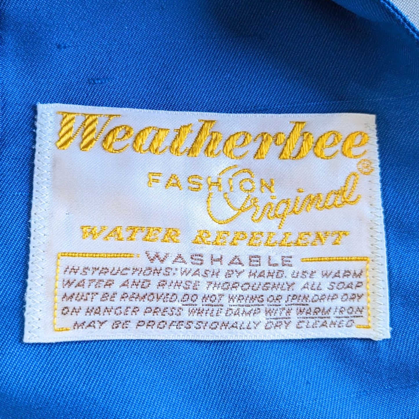 Vintage 60s/70s WEATHERBEE Cobalt Blue Single Breasted Rain Trench Coat Size ~L