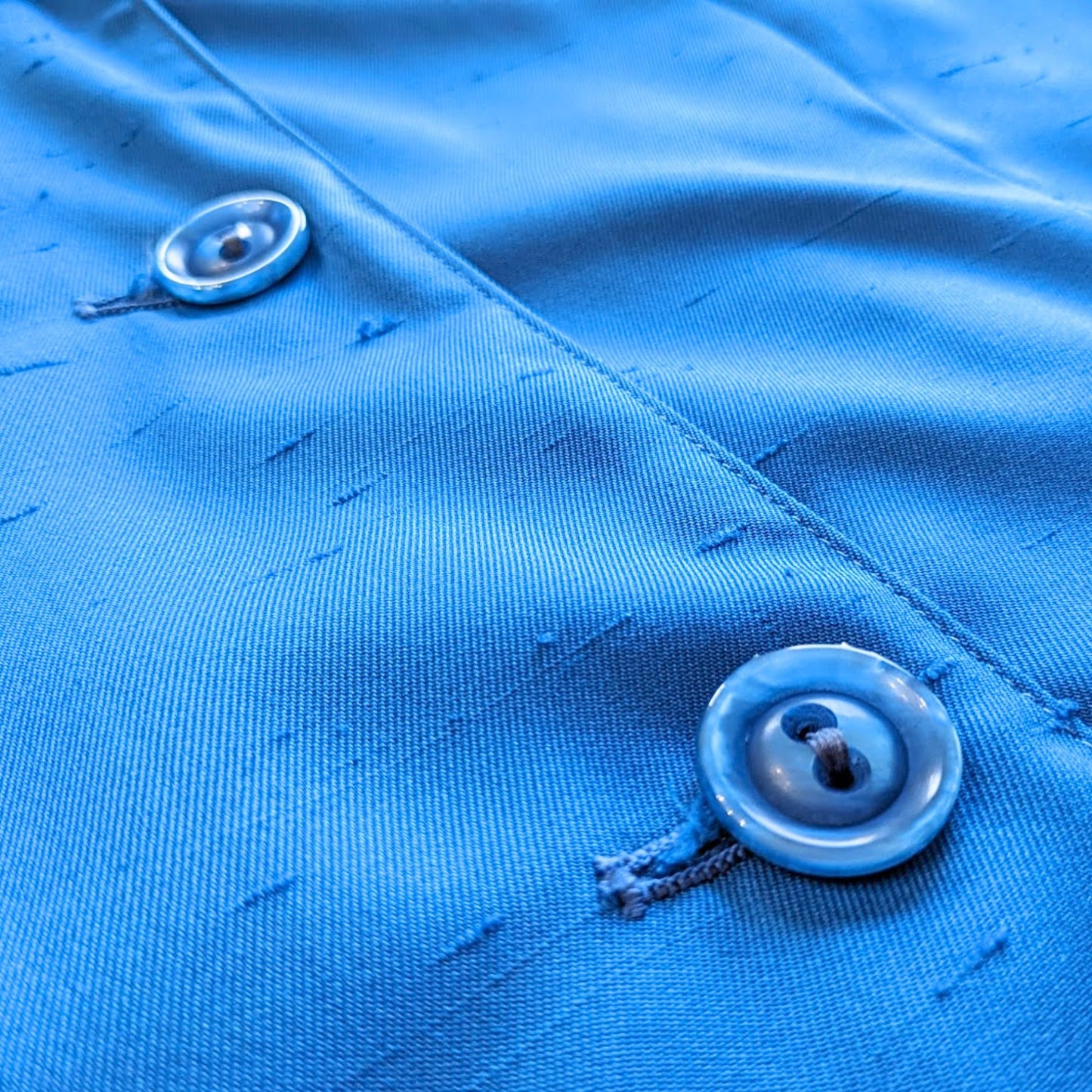 Vintage 60s/70s WEATHERBEE Cobalt Blue Single Breasted Rain Trench Coat Size ~L