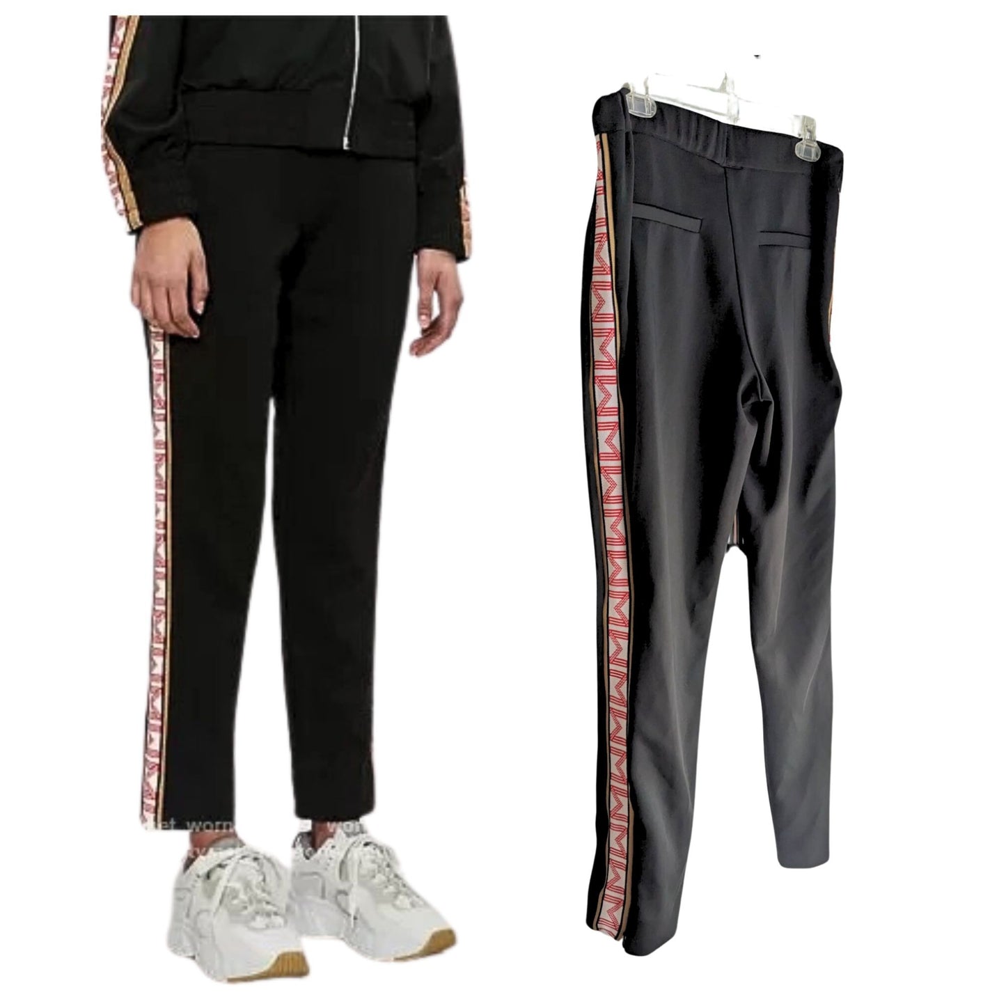 Blackish's Diane's MAJE Porto Sporty Fem M Stripe Black Jogging Pants Size 40/L