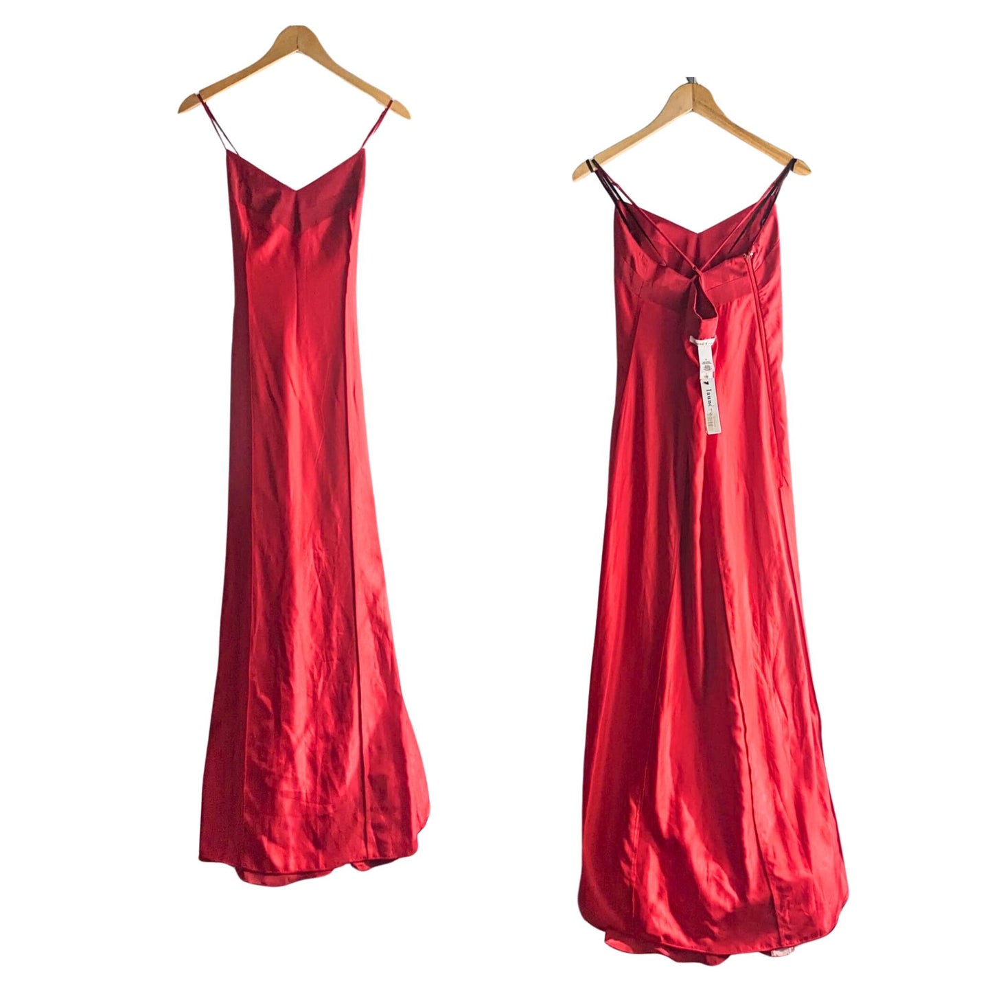 NWT LAUNDRY BY DESIGN Red 100% Silk Satin Evening Slip Dress Gown Size 10