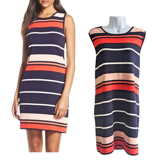 NWOT ELIZA J Red Navy Bayadere Stripe Tank Sweater Dress SIZE XLP