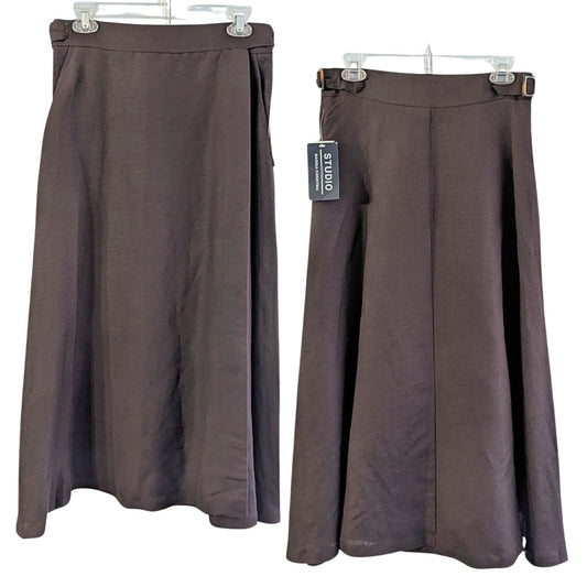 NWT Vtg 90s STUDIO MARISA CHRISTINA Linen Blend Safari Academia Midi Skirt 12P