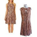 NWT JULIAN TAYLOR NY Orange Brown Embroidered Floral Sleeveless Mini Dress Sz 14