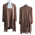 R&M Richards Elegant Brown 2-in-1 Blouse & Cardigan Tunic Evening Set Size 18W