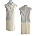 Vintage 60s LADYBUG Cream Mod Sleeveless Polo Shift Mini Dress Size Jrs 9/W M