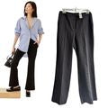 NWT Anthropologie EXQUISE Black *Lined* High Rise Sleek Flare Trouser Pants Sz M