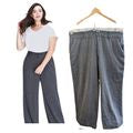 LANE BRYANT Lena Wide Leg Tailored Stretch Gray Pinstripe Trousers Size 28 Long