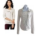 Anthropologie SATURDAY SUNDAY Blue Luddy Jacquard Asymmetrical Moto Jacket Sz S