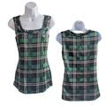 NWOT 2016 ST. JOHN COLLECTION 96% Silk Green and Black Plaid Tank Size XP