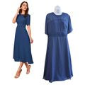 NWT JJ'S HOUSE Navy Scoop Elegant A-line Chiffon Midi Bridesmaid Dress Sz XXL