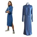 Anthropologie SATURDAY SUNDAY Blue Mariah Sporty Fem Midi Sweater Dress Size L