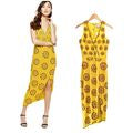 NWT Asos VIRGOS LOUNGE Daria Yellow Red Asymmetrical Embellished Midi Dress Sz 6